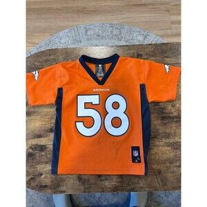 Denver Broncos Football Jersey Kids Large (7) Orange #58 Von Miller With Stains